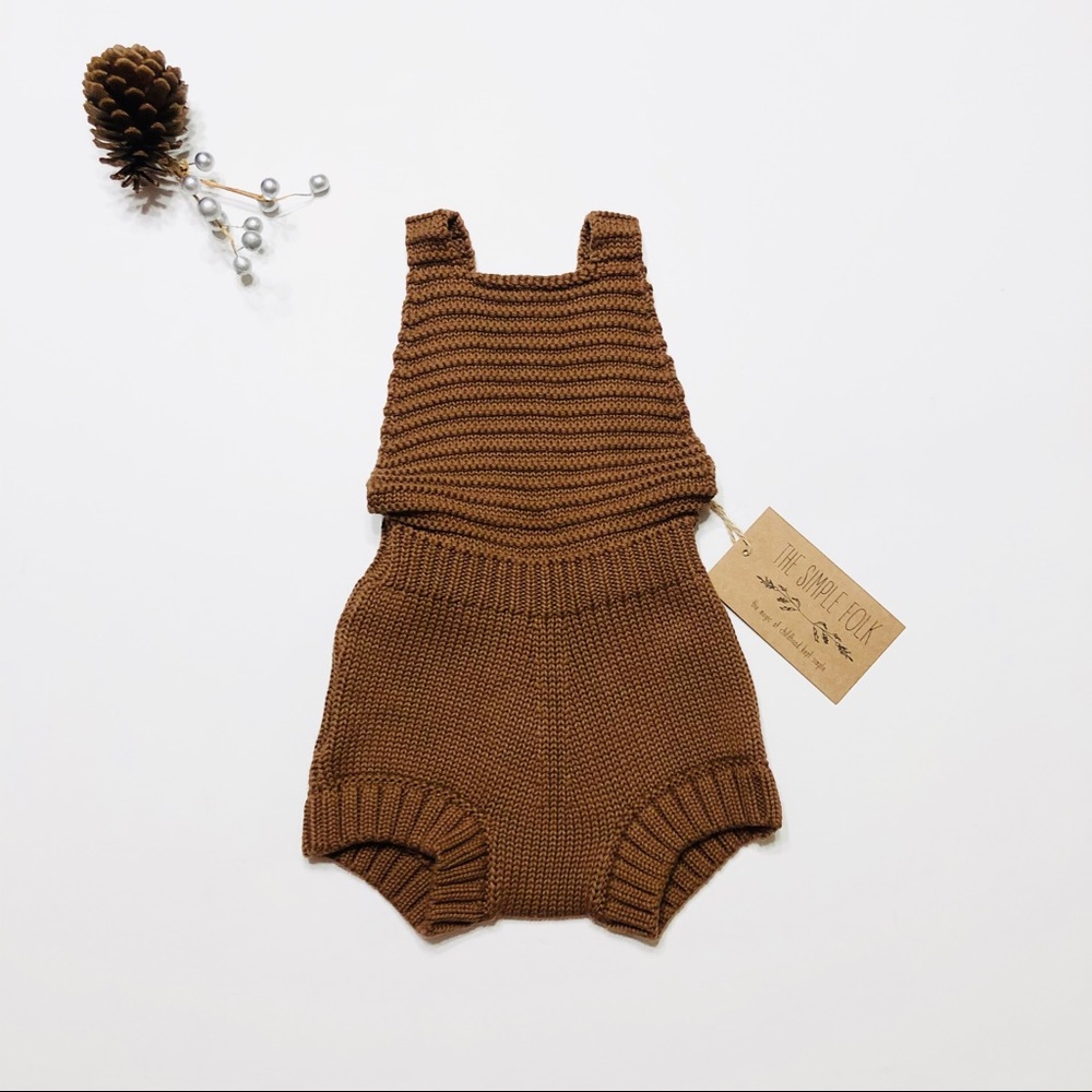 🆕 NWT - THE SIMPLE FOLK Rust Knit Romper • 12-18M